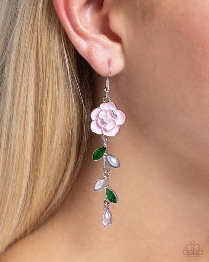 Lattice Lure - Multi Pink Enamel Rose Fishhook Earrings - Paparazzi Accessories