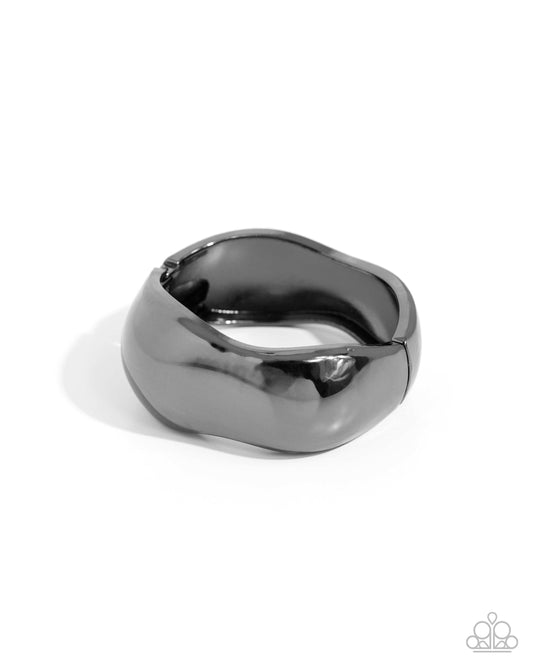 Curved Confident - Black Gunmetal Hinge Bracelet - Paparazzi Accessories