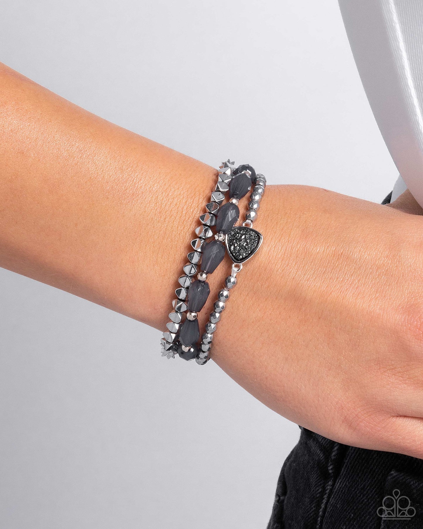 Druzy Decadence - Silver Stretchy Bracelets - Paparazzi Accessories