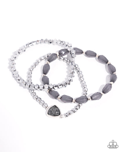 Druzy Decadence - Silver Stretchy Bracelets - Paparazzi Accessories