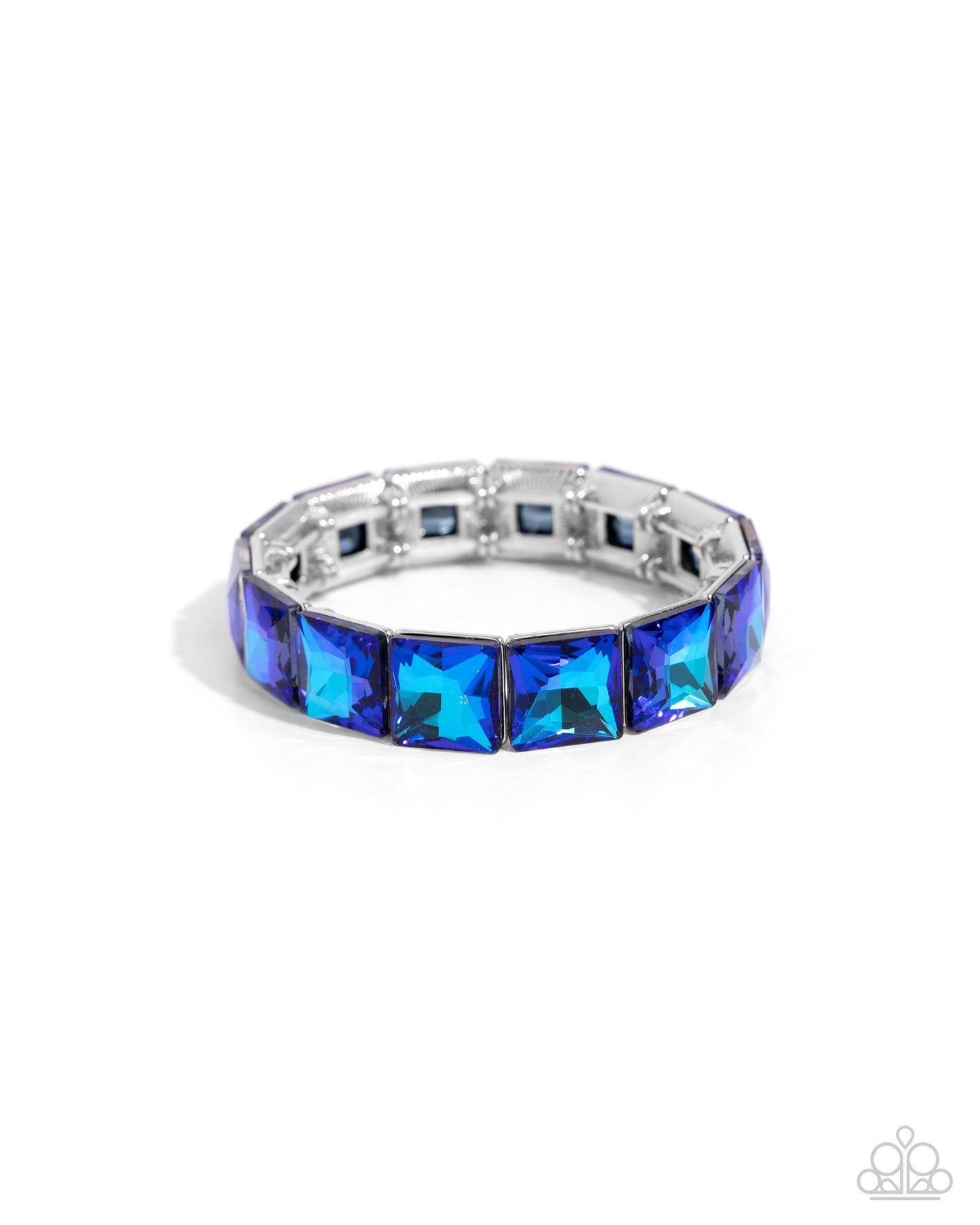 Upscale Funk - Blue Square Cut Gem Stretchy Bracelet - Paparazzi Accessories