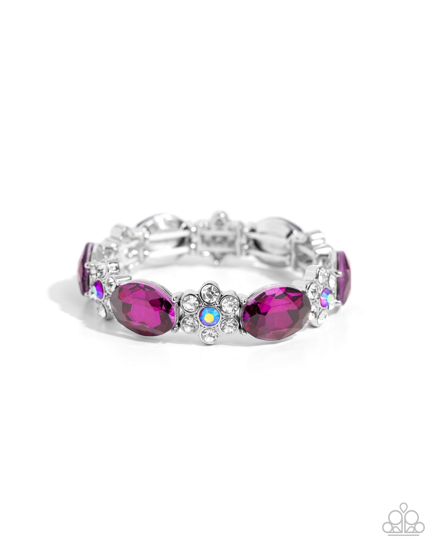 Staycation Sparkle - Pink Iridescent Rhinestone Stretchy Bracelet - Paparazzi Accessories