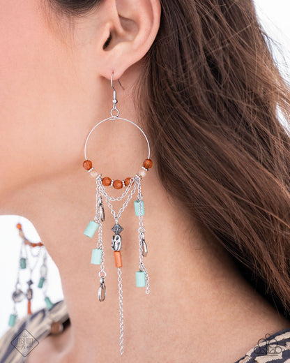 Commanding Cascade - Blue Beaded Silver Fringe Fishhook Earrings - Paparazzi Accessories