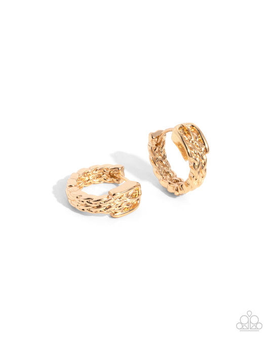 Off the Beaten Track - Gold Hinge Hoop Earrings - Paparazzi Accessories