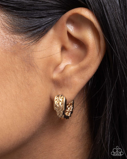 Off the Beaten Track - Gold Hinge Hoop Earrings - Paparazzi Accessories
