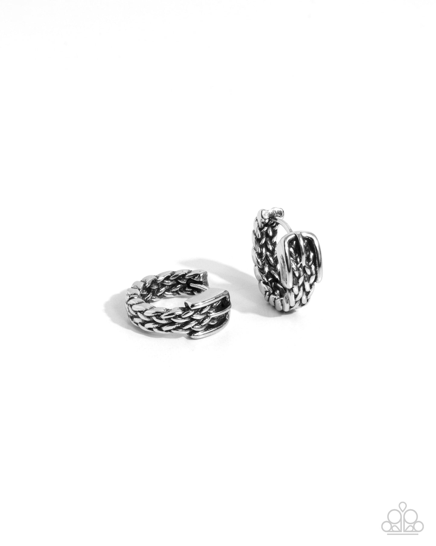 Off the Beaten Track - Silver "Buckle" Hinge Hoop Earrings - Paparazzi Accessories