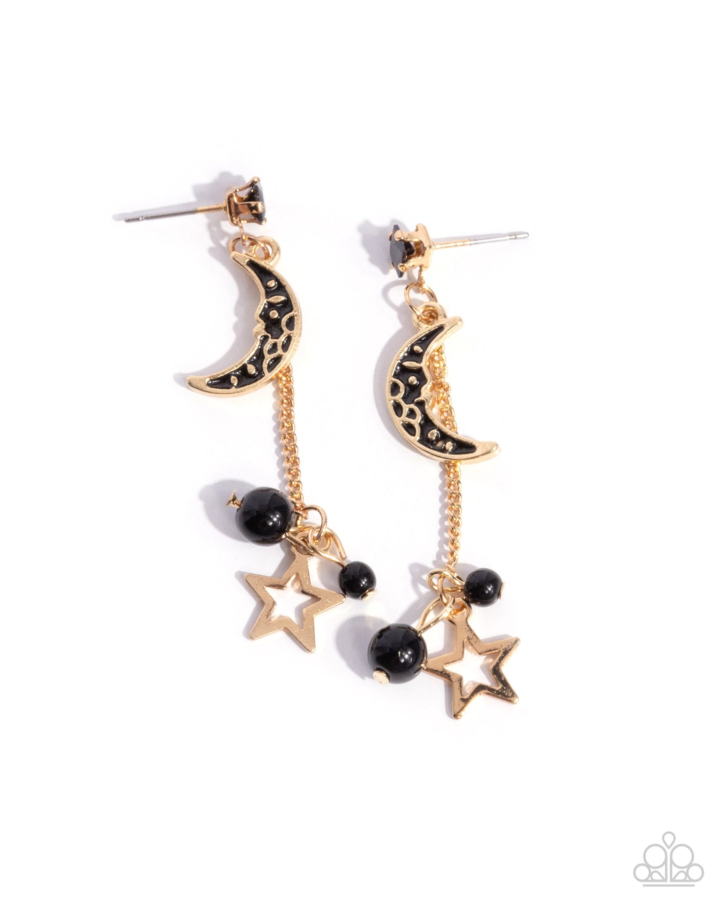 Astral Admiration - Black Enamel Gold Post Earrings - Paparazzi Accessories