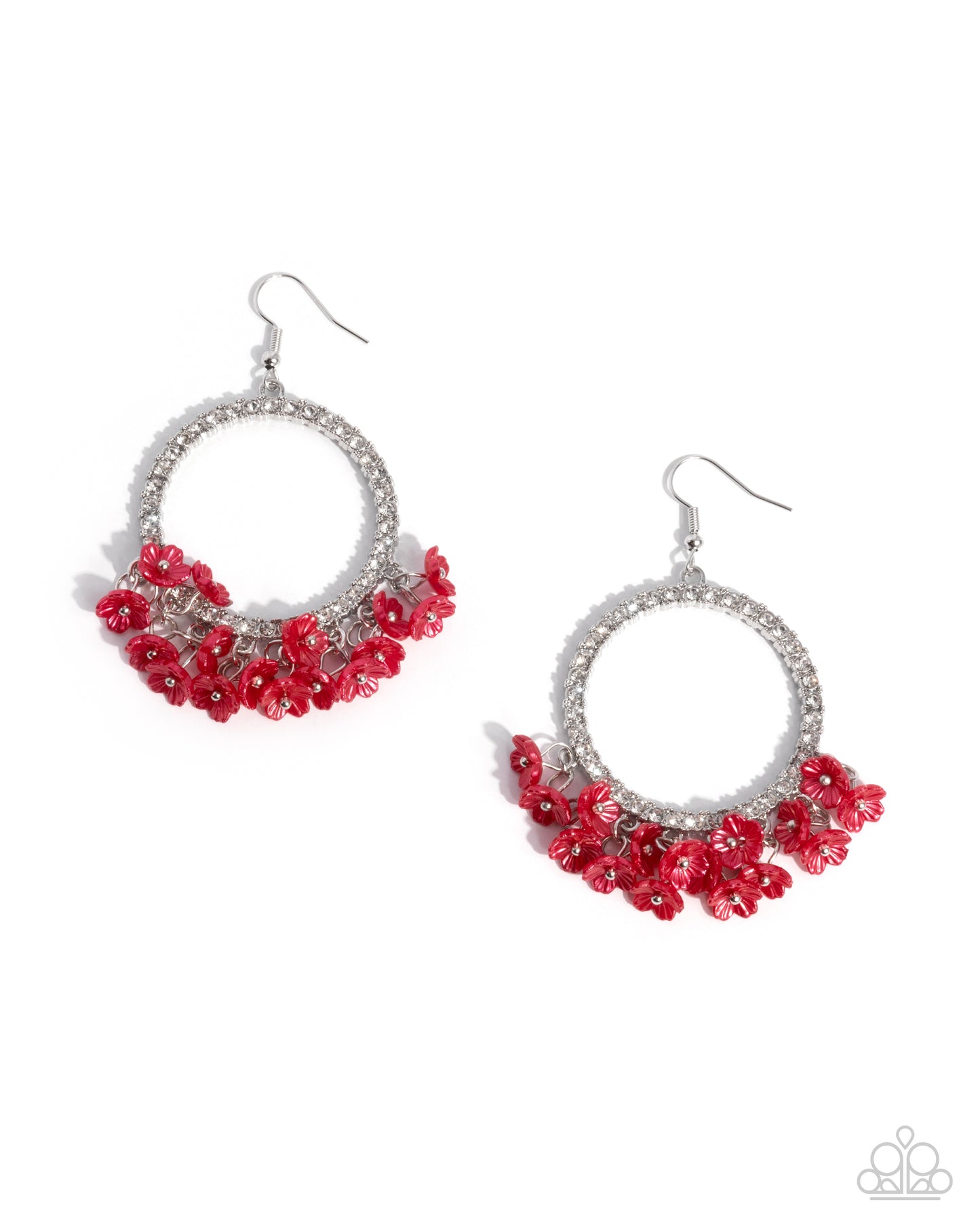 Wreathed Wisteria - Red Flower Beads Silver Fishhook Earrings - Paparazzi Accessories