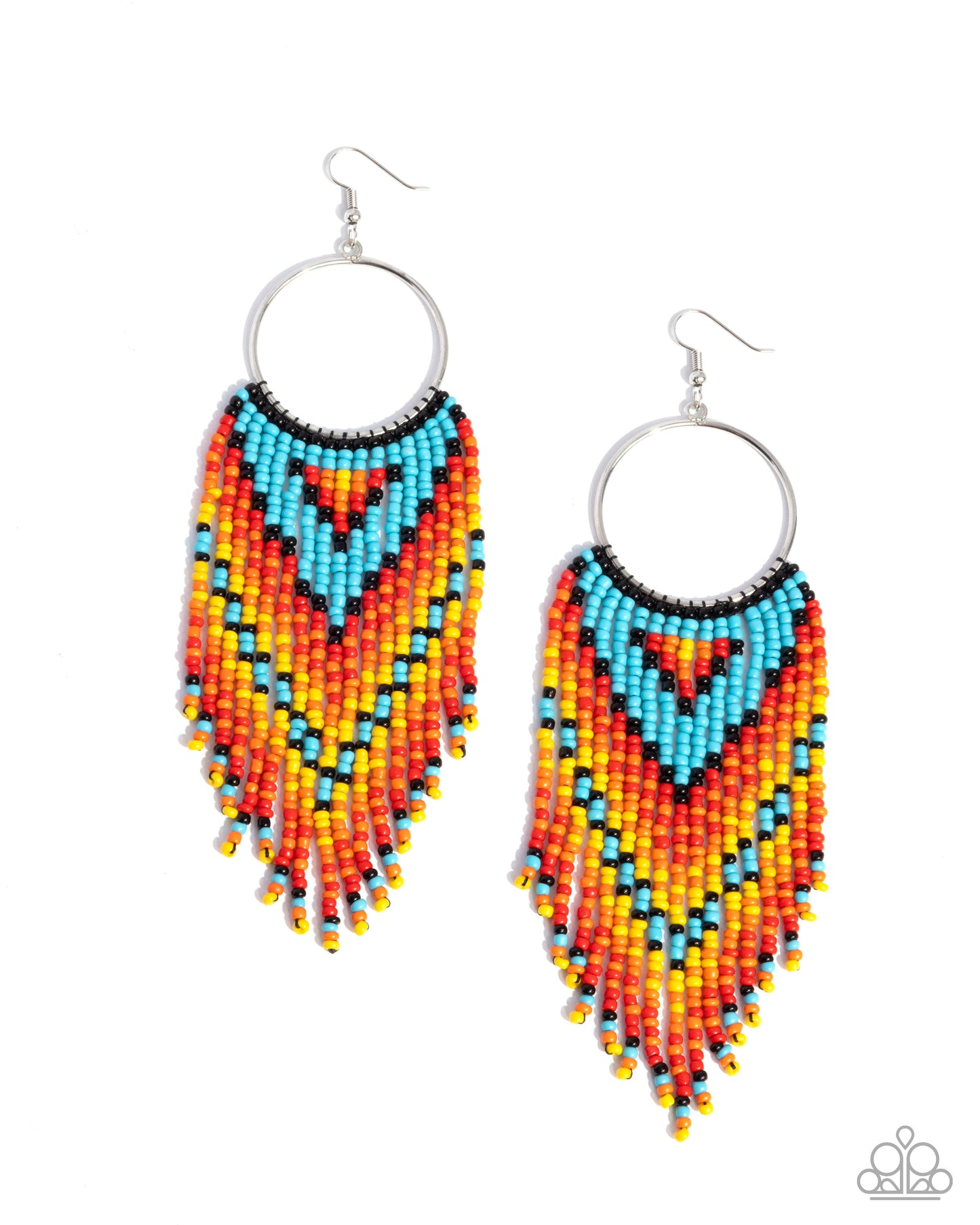 Waving the Banner - Multi Seed Bead Silver Fishhook Earrings - Paparazzi Accessories