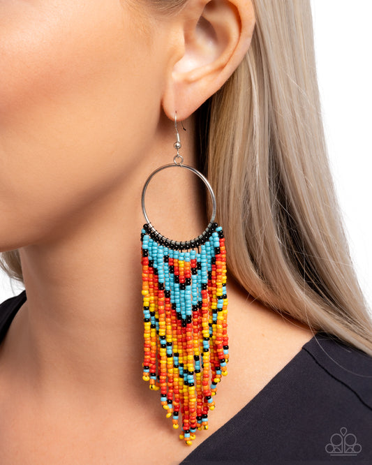 Waving the Banner - Multi Seed Bead Silver Fishhook Earrings - Paparazzi Accessories