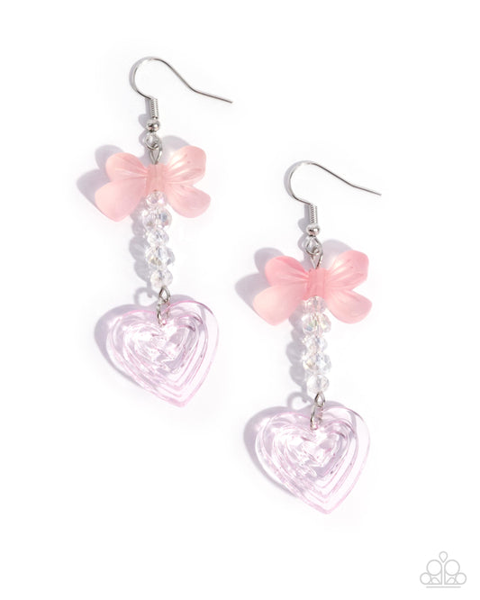 Feminine Freefall - Pink Acrylic Heart Earrings - Paparazzi Accessories