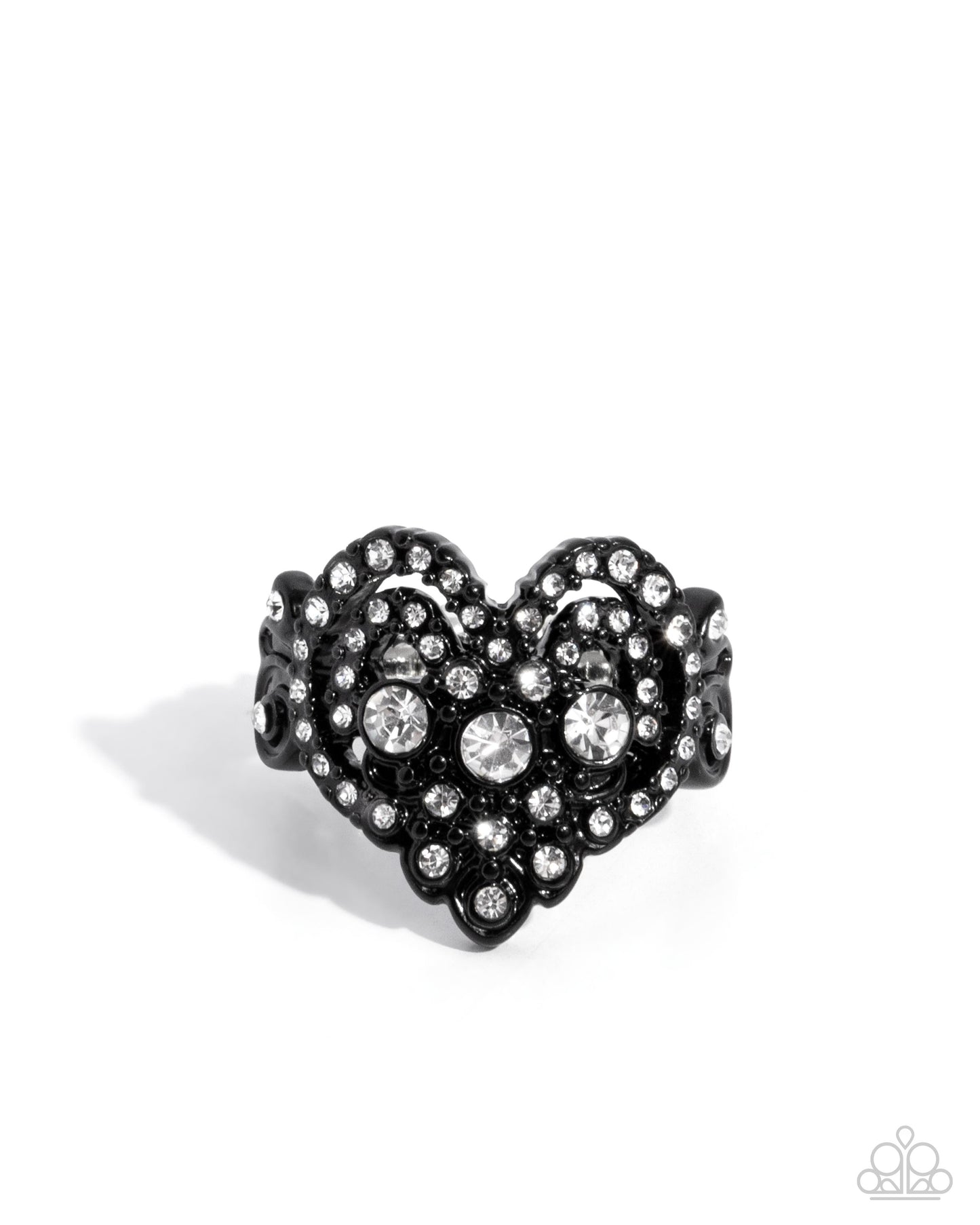 Gallant Glitter - Black Dipped Metal Heart Ring - Paparazzi Accessories