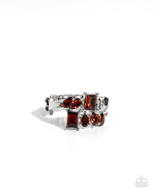 Continuous Wave - Brown Gems Silver Ring - Paparazzi Accessories