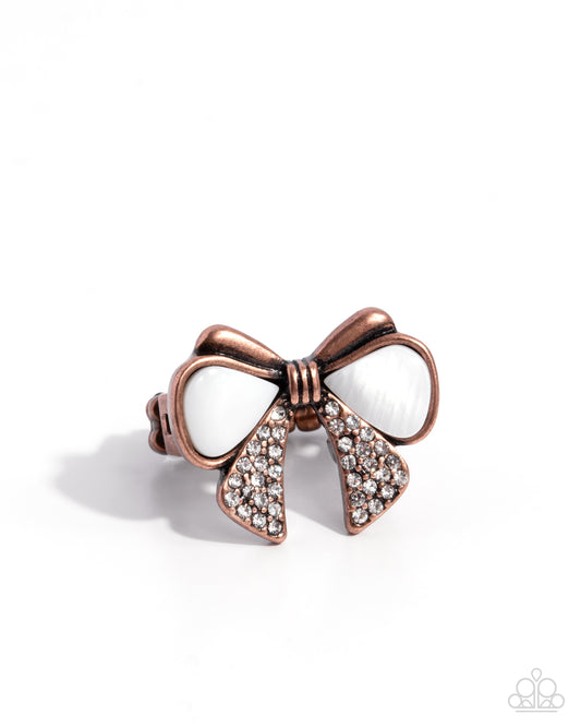 Classy Coquette - Copper Bow Ring - Paparazzi Accessories