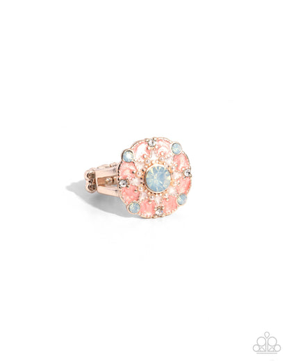 Cheers to Perfection - Rose Gold Pink Enamel Opalescent Gem Ring - Paparazzi Accessories