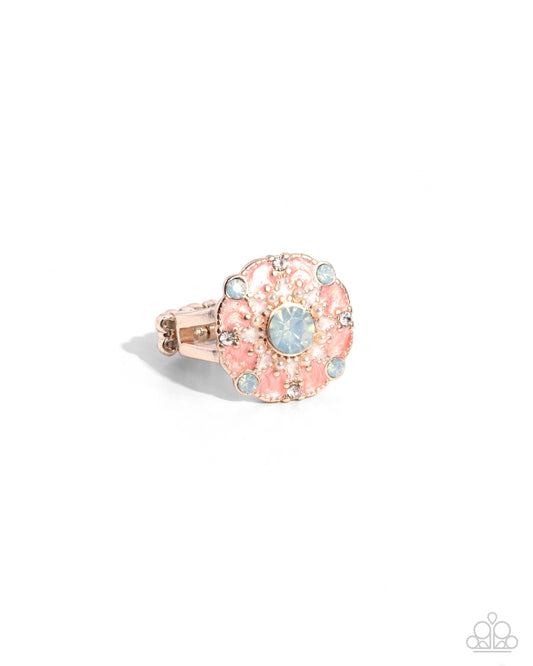 Cheers to Perfection - Rose Gold Pink Enamel Opalescent Gem Ring - Paparazzi Accessories