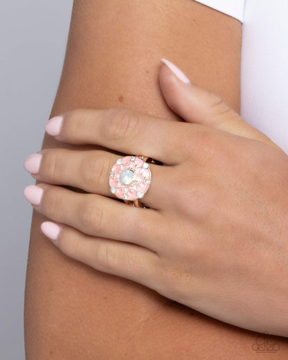 Cheers to Perfection - Rose Gold Pink Enamel Opalescent Gem Ring - Paparazzi Accessories