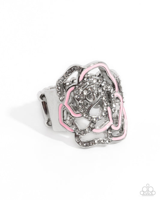 Repetitive Rose - Pink Enamel, Silver Rose Ring - Paparazzi Accessories
