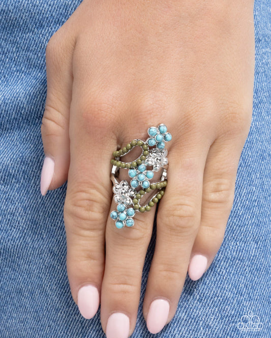 Chic Combination - Blue Stone Silver Ring - Paparazzi Accessories
