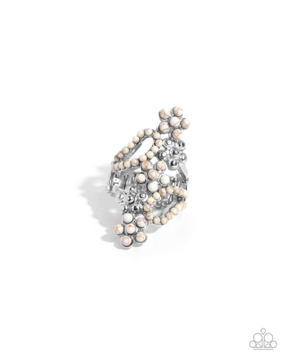 Chic Combination - White Stone Silver Ring - Paparazzi Accessories
