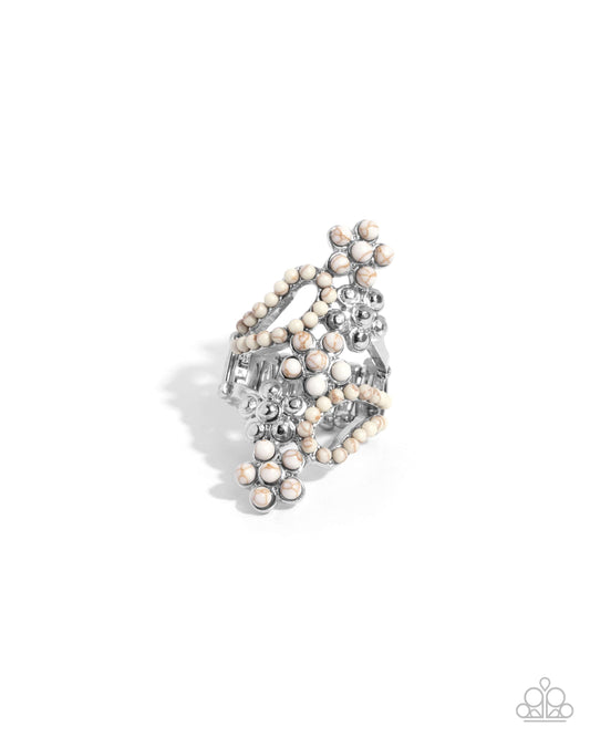 Chic Combination - White Stone Silver Ring - Paparazzi Accessories