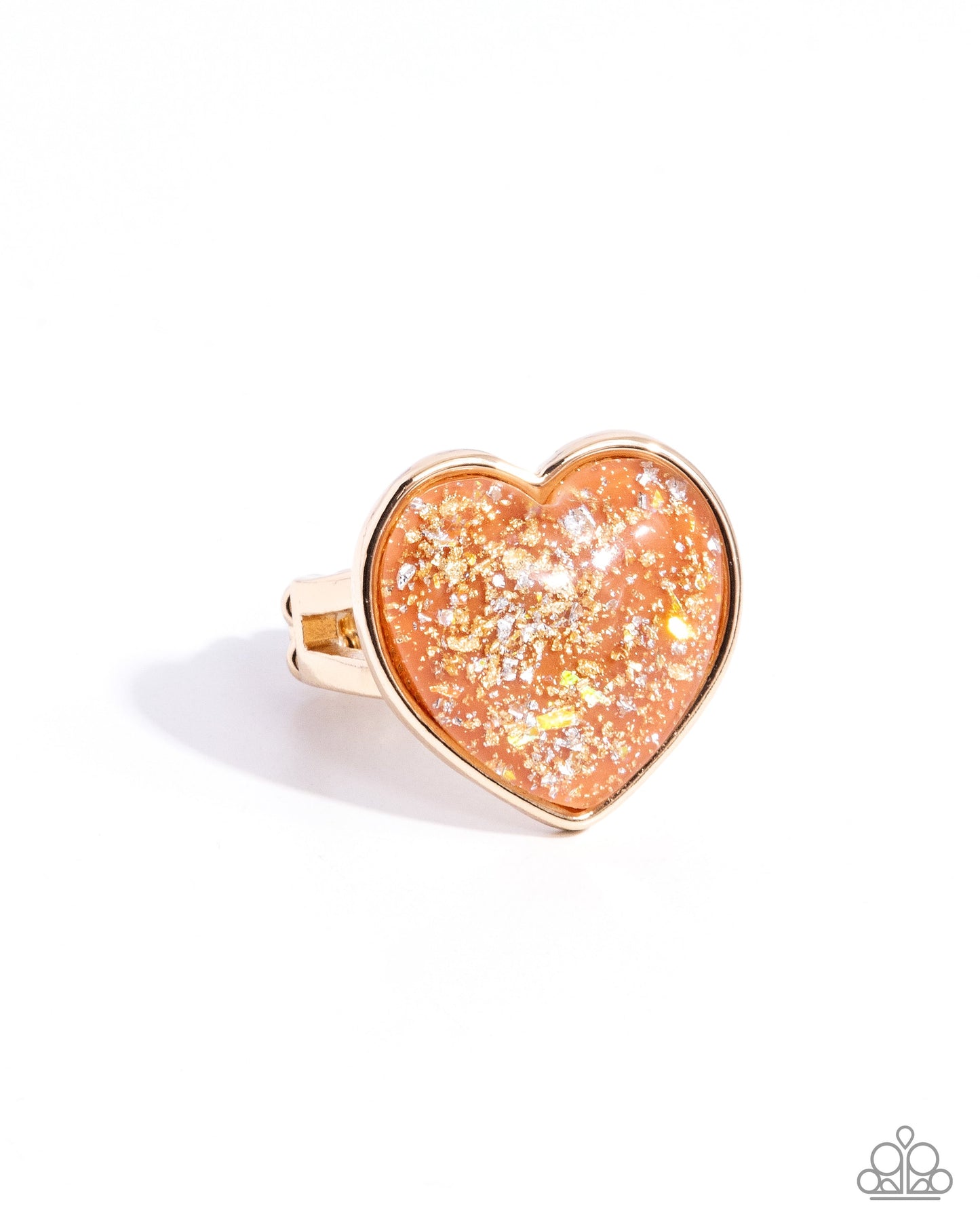 Smitten Season - Orange Heart Gold Ring - Paparazzi Accessories