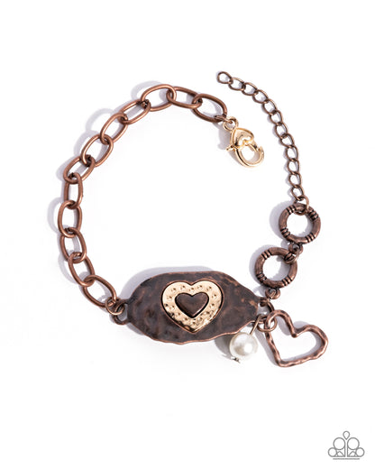 Rustic Reign - Copper & Gold Heart Clasp Bracelet - Paparazzi Accessories