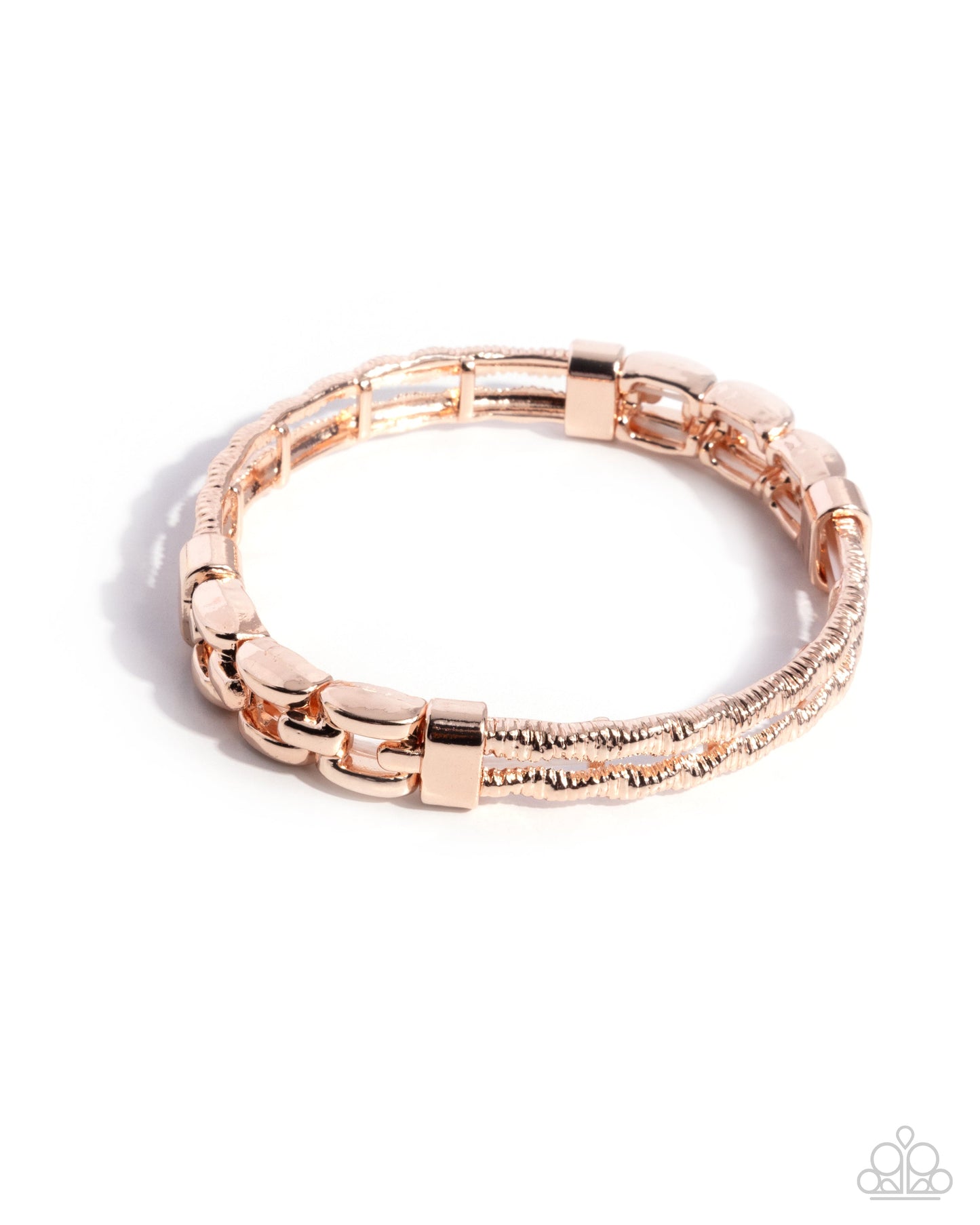 Mismatched Movement - Rose Gold Stretchy Bracelet - Paparazzi Accessories