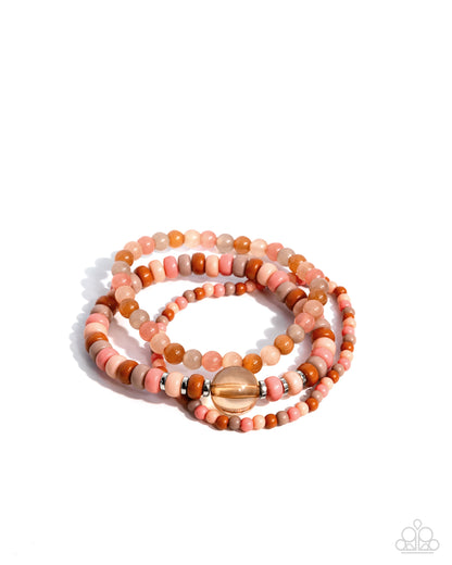 Seed Bead Stack - Orange Stretchy Bracelets - Paparazzi Accessories