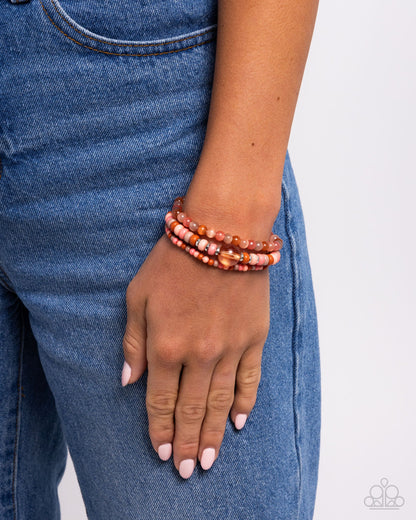 Seed Bead Stack - Orange Stretchy Bracelets - Paparazzi Accessories