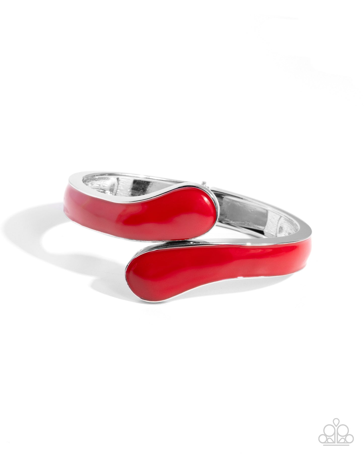 Painted Puzzle - Red Enamel Silver Hinge Bracelet - Paparazzi Accessories