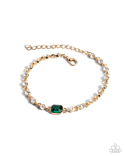 Fitted Fidelity - Green Gem Clasp Bracelet - Paparazzi Accessories