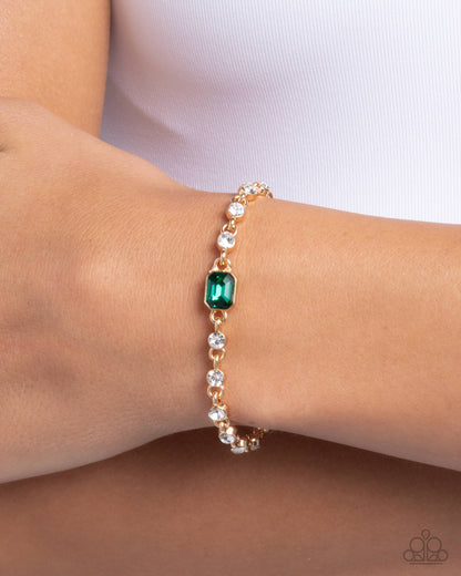 Fitted Fidelity - Green Gem Clasp Bracelet - Paparazzi Accessories