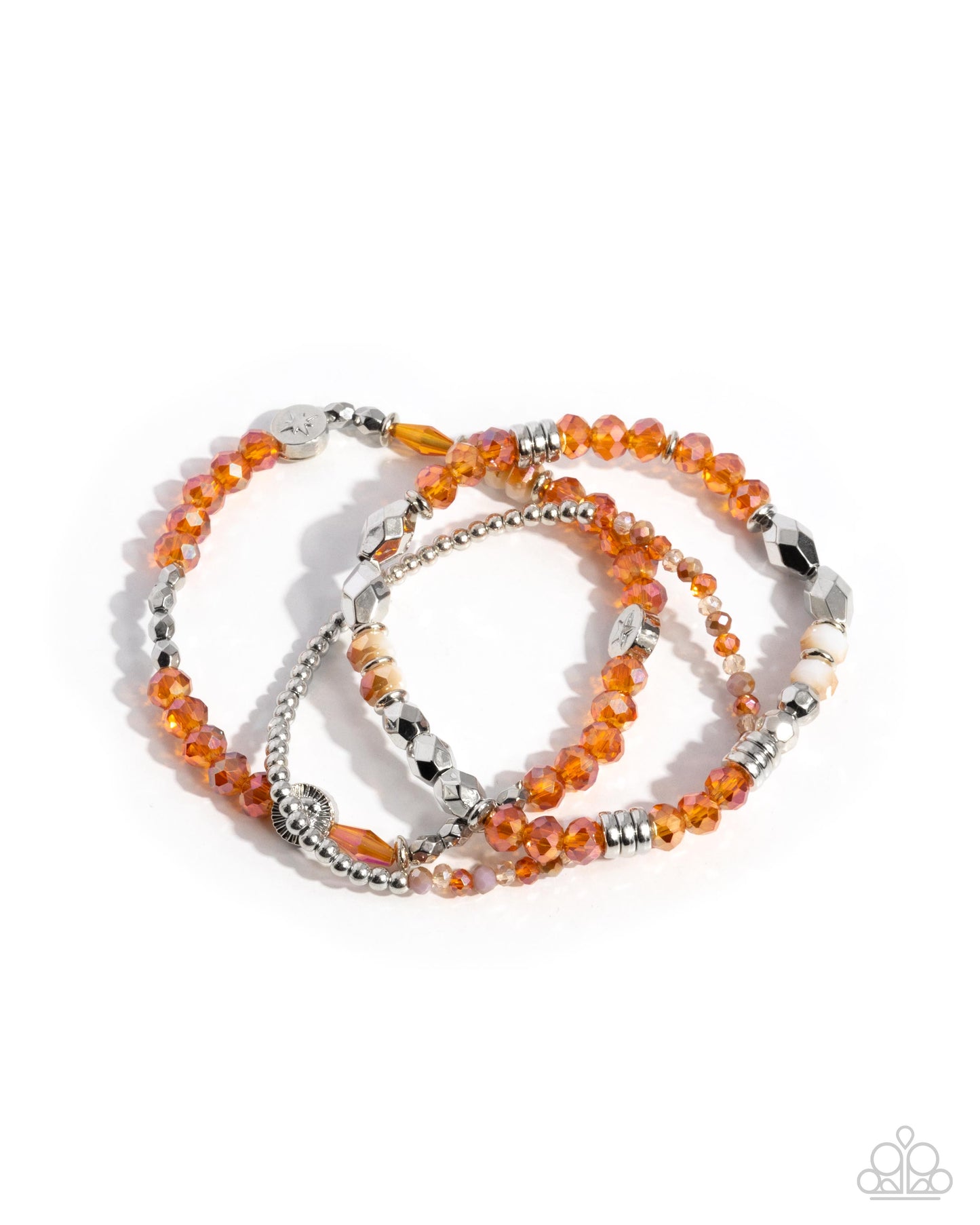 Stellar Salvage - Orange UV Shimmer Beads Stretchy Bracelets - Paparazzi Accessories