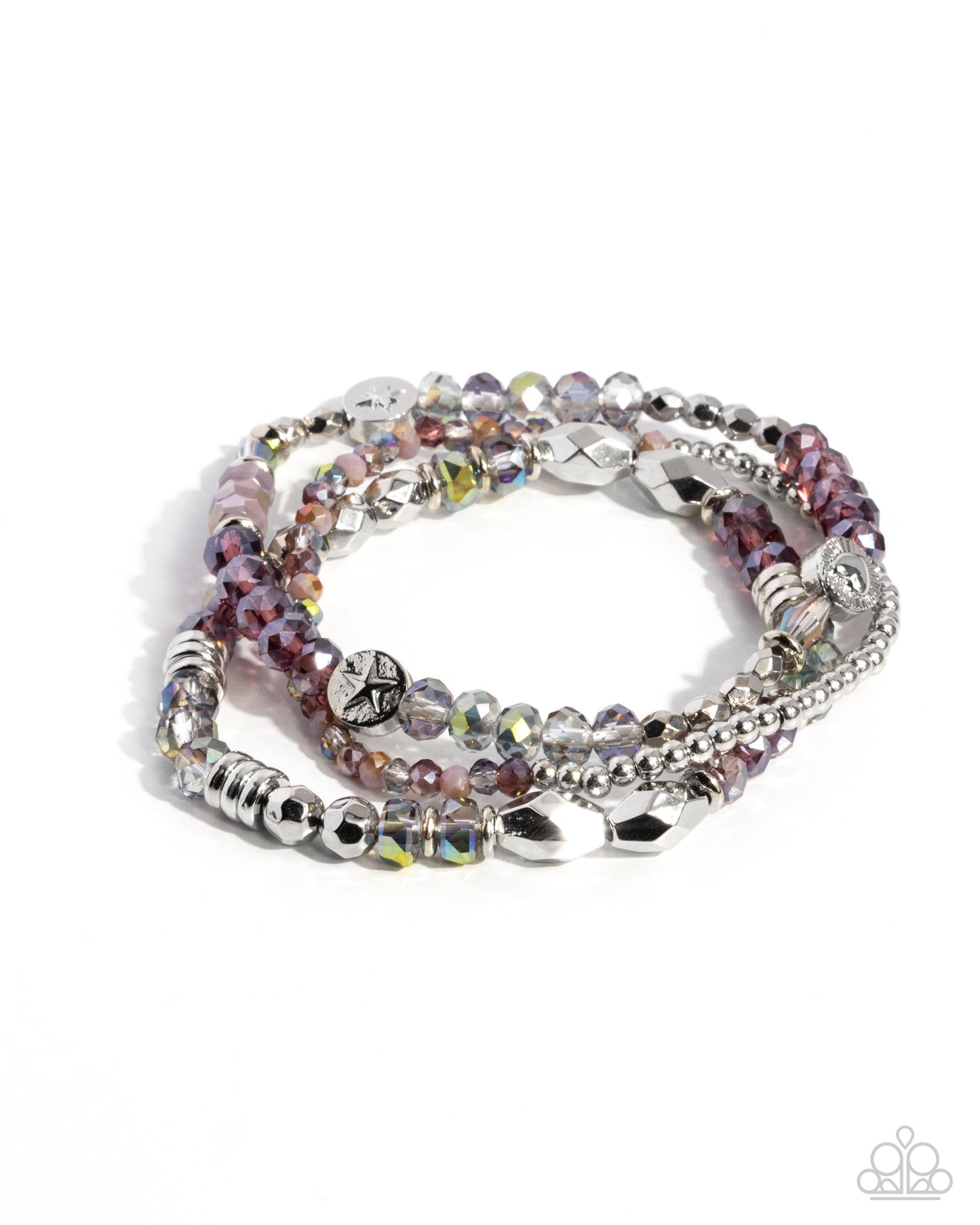 Stellar Salvage - Purple UV Shimmer Beaded Stretchy Bracelet - Paparazzi Accessories