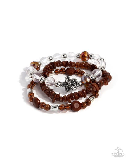 Spellbound Stack - Brown Beaded Stretchy Bracelets - Paparazzi Accessories