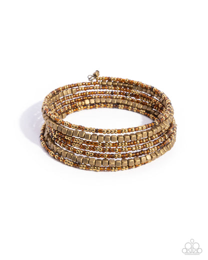 Best Way to Unwind - Brass Seed Bead Coil Bracelet - Paparazzi Accessories
