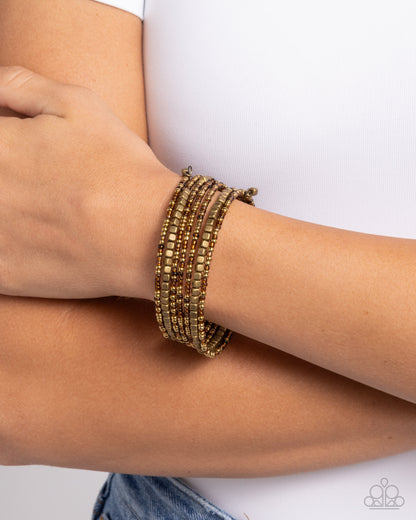 Best Way to Unwind - Brass Seed Bead Coil Bracelet - Paparazzi Accessories