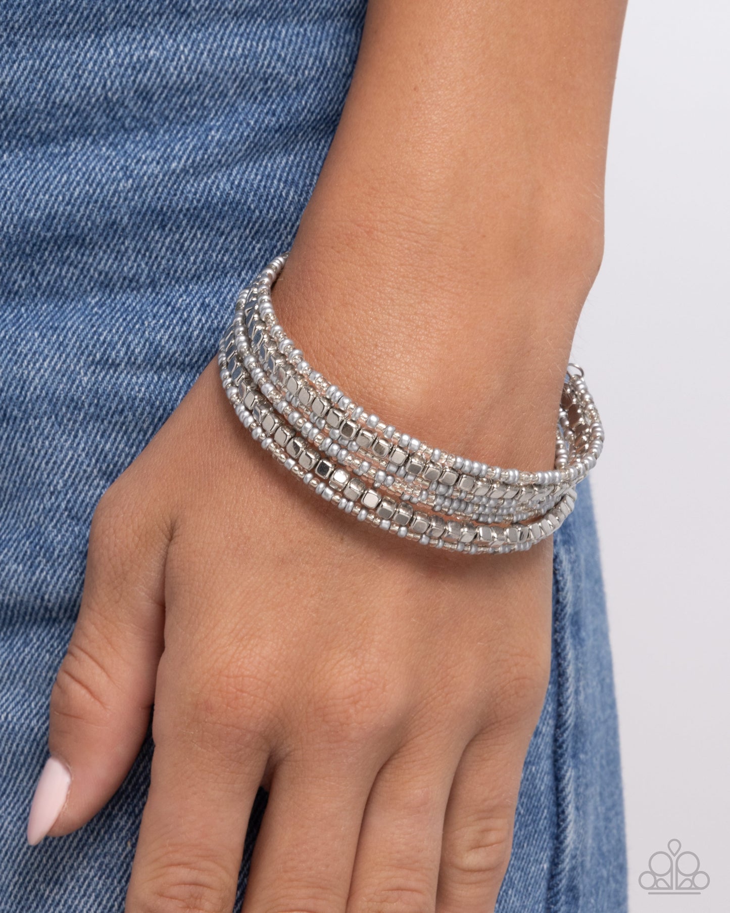 Best Way to Unwind - Silver Seed Bead Coil Bracelet - Paparazzi Accessories
