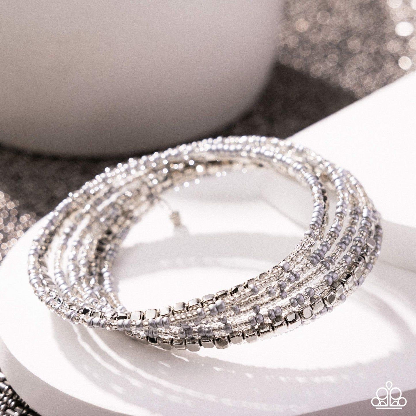 Best Way to Unwind - Silver Seed Bead Coil Bracelet - Paparazzi Accessories