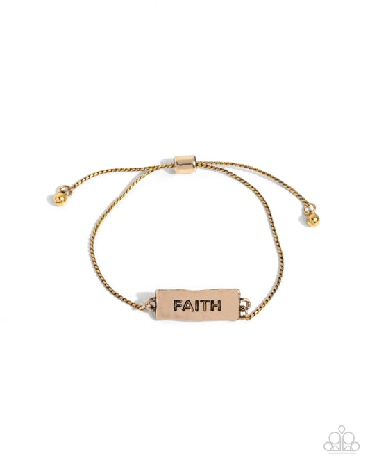 Confession of Faith - Gold "Faith" Sliding Bead Closure Bracelet - Paparazzi Accessories