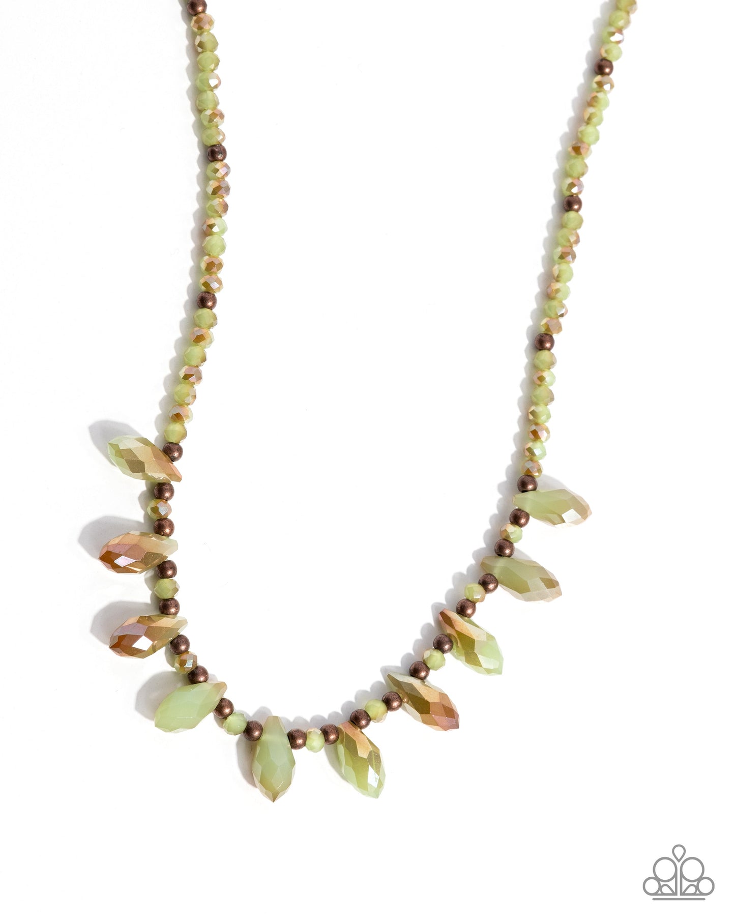 Declaration of Dazzle - Copper UV Green Bead Necklace - Paparazzi Accessories