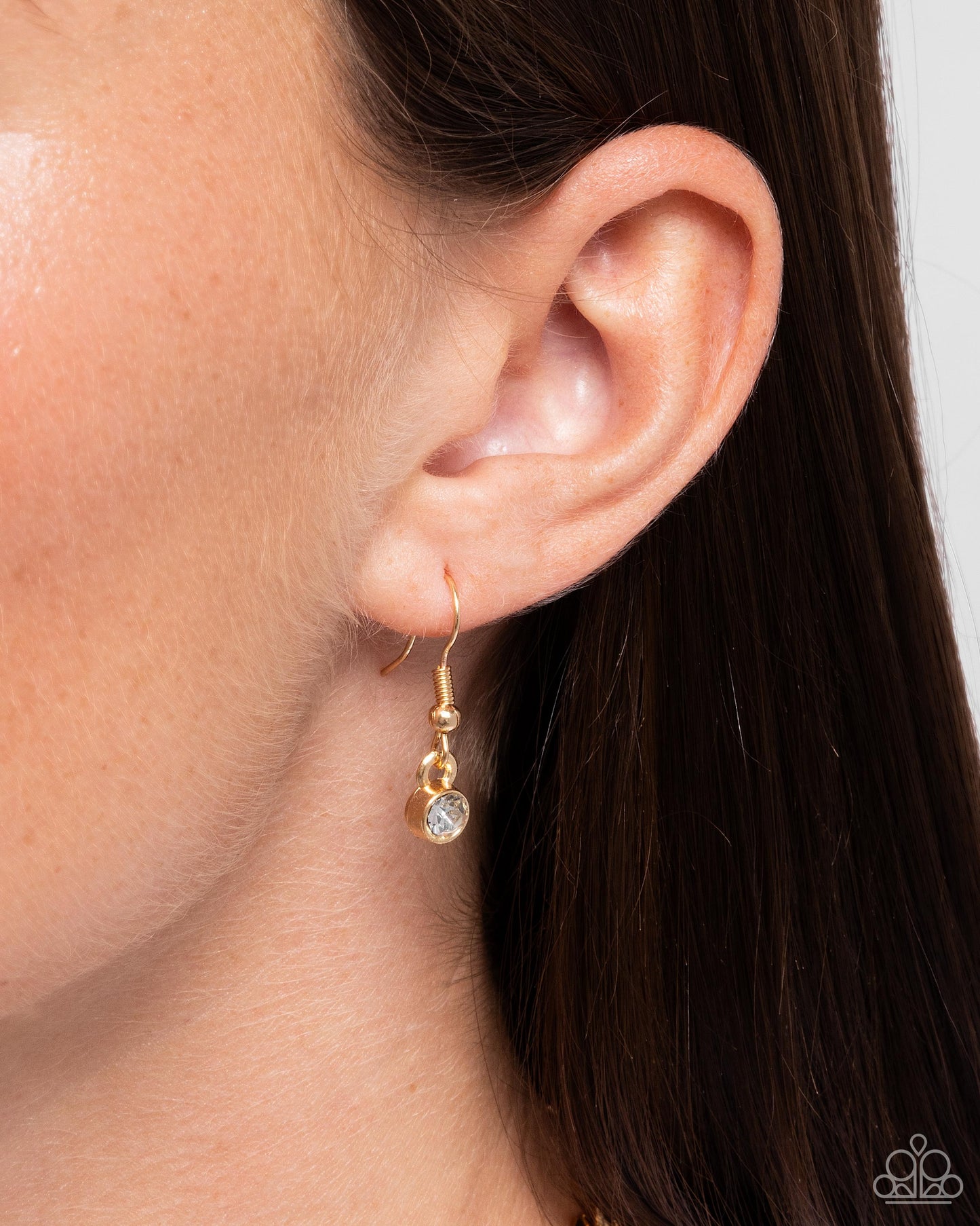 Impressive Independence - Gold & White Rhinestone Link Chain Necklace - Paparazzi Accessories