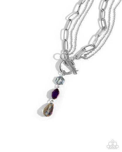 Cultivated Chains - Purple Oil Spill Silver Toggle Necklace - Paparazzi Accessories