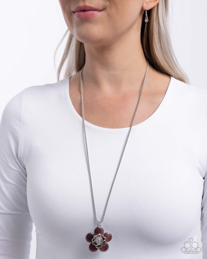 Floral Freestyle - Purple Cat's Eye Stone Flower Pendant Necklace - Paparazzi Accessories