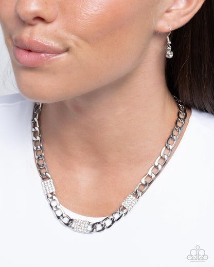 Impressive Independence - White Rhinestone Necklace - Paparazzi Accessories