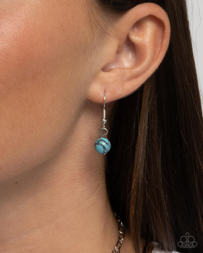 Longhorn Lasso - Blue Crackle Stone Silver Longhorn Skull Necklace - Paparazzi Accessories