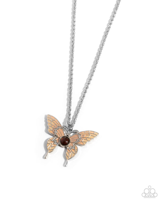 Showstopping Shuttle - Brown Butterfly Pendant Necklace - Paparazzi Accessories