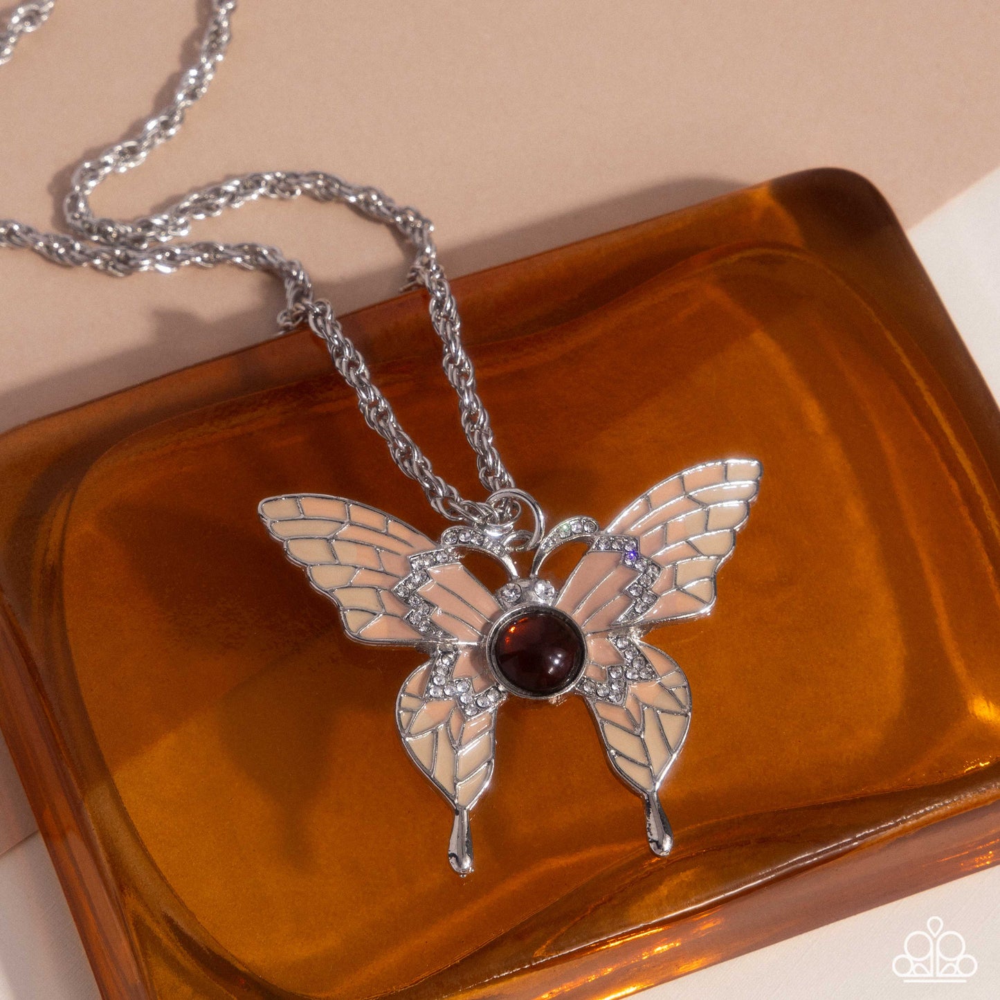 Showstopping Shuttle - Brown Butterfly Pendant Necklace - Paparazzi Accessories