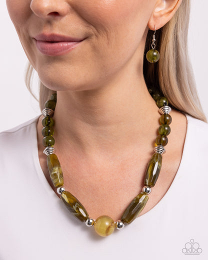 Sneaky Swirls - Green Beaded Necklace - Paparazzi Accessories